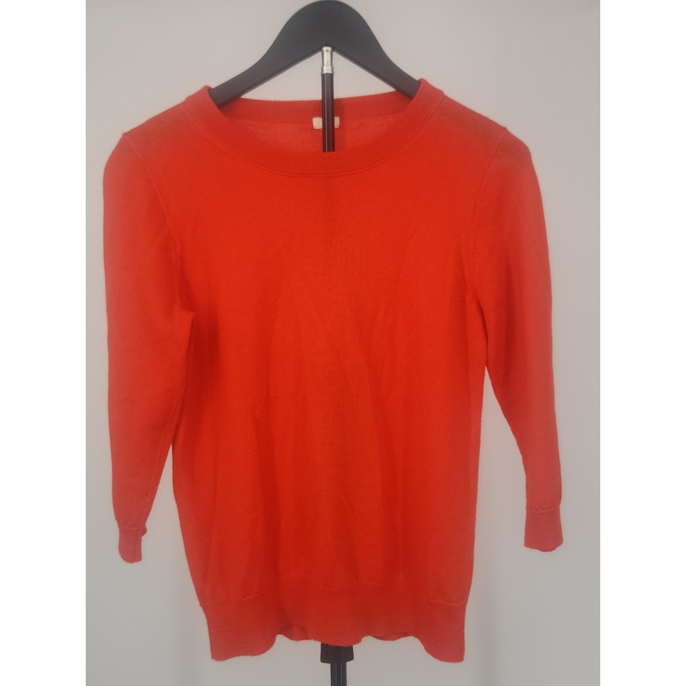 J.Crew Tippi Sweater Womens Medium Orange Red 100% Merino Wool 3/4 Sleeve 93577